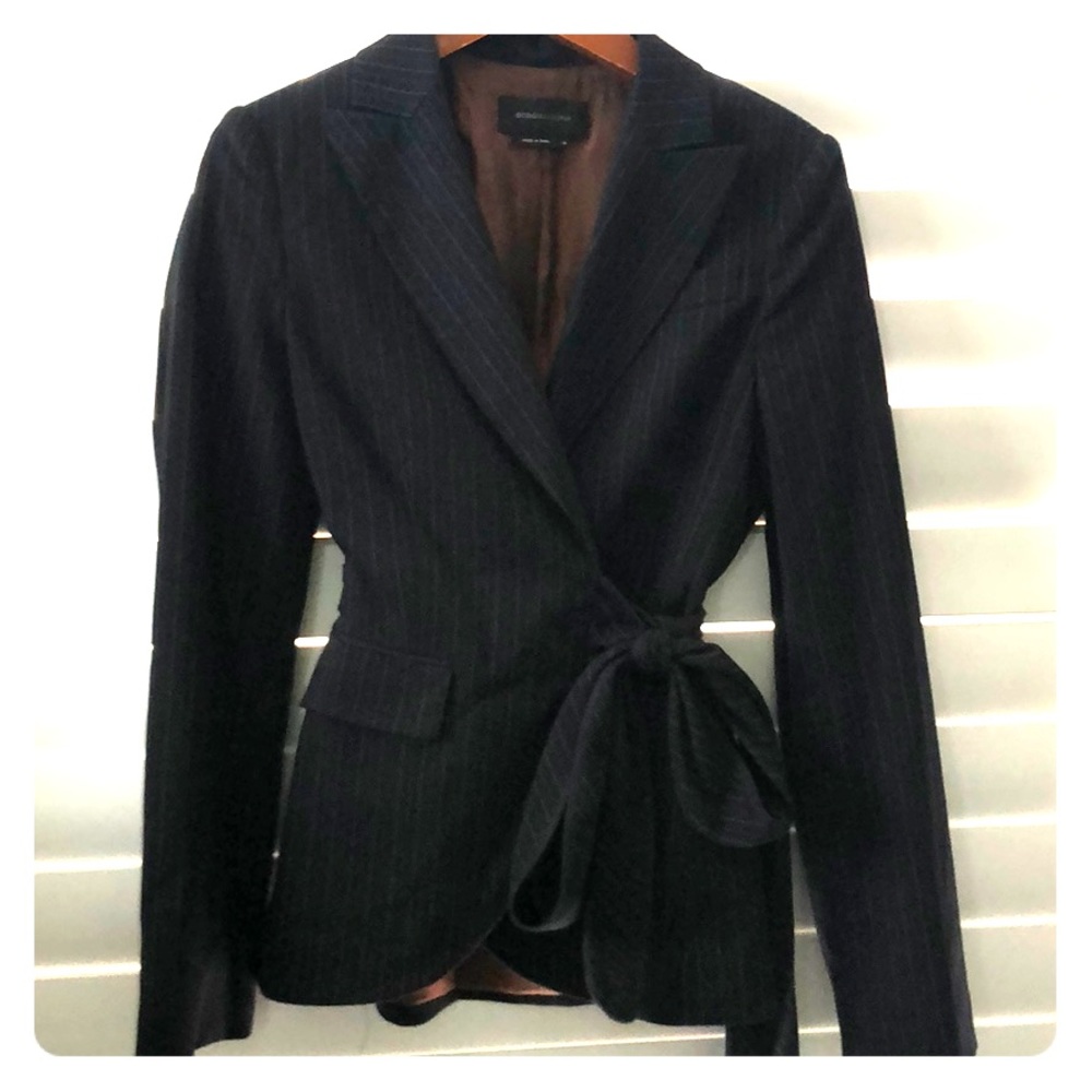 BCBG MaxAzria Navy Blue Pinstripe Blazer Size M